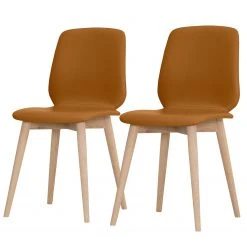Studio Copenhagen Chaises Helvig II (lot de 2) - Cuir véritable Alvar : Cognac