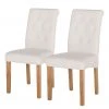 Maison Belfort Chaises capitonnées Jeanne (lot de 2) - Tissu / Chêne massif - Crème