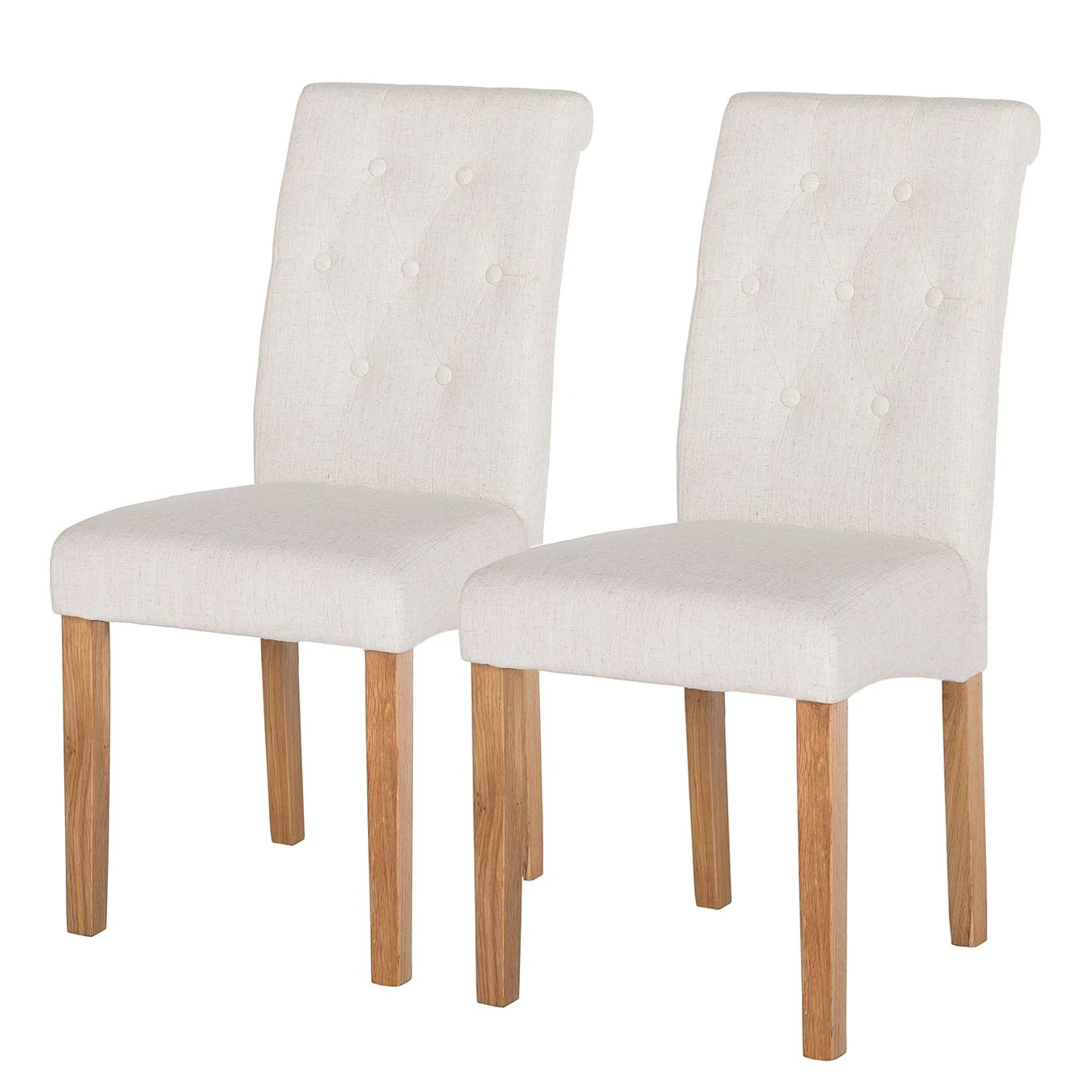 Maison Belfort Chaises capitonnées Jeanne (lot de 2) - Tissu / Chêne massif - Crème 3 Maison Belfort Chaises capitonnées Jeanne (lot de 2) - Tissu / Chêne massif - Crème