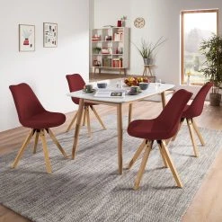 Mørteens Chaises capitonnées Aledas II - Tissu Cors: Rouge foncé - Lot de 2 -Chaises Soldes 1000016100 200618 06293500003 MOOD DETAILS P000000001000016100 mood