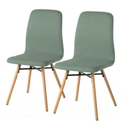 Mørteens Chaises capitonnées Daleras - Tissu Cors: Gris menthe - Lot de 2