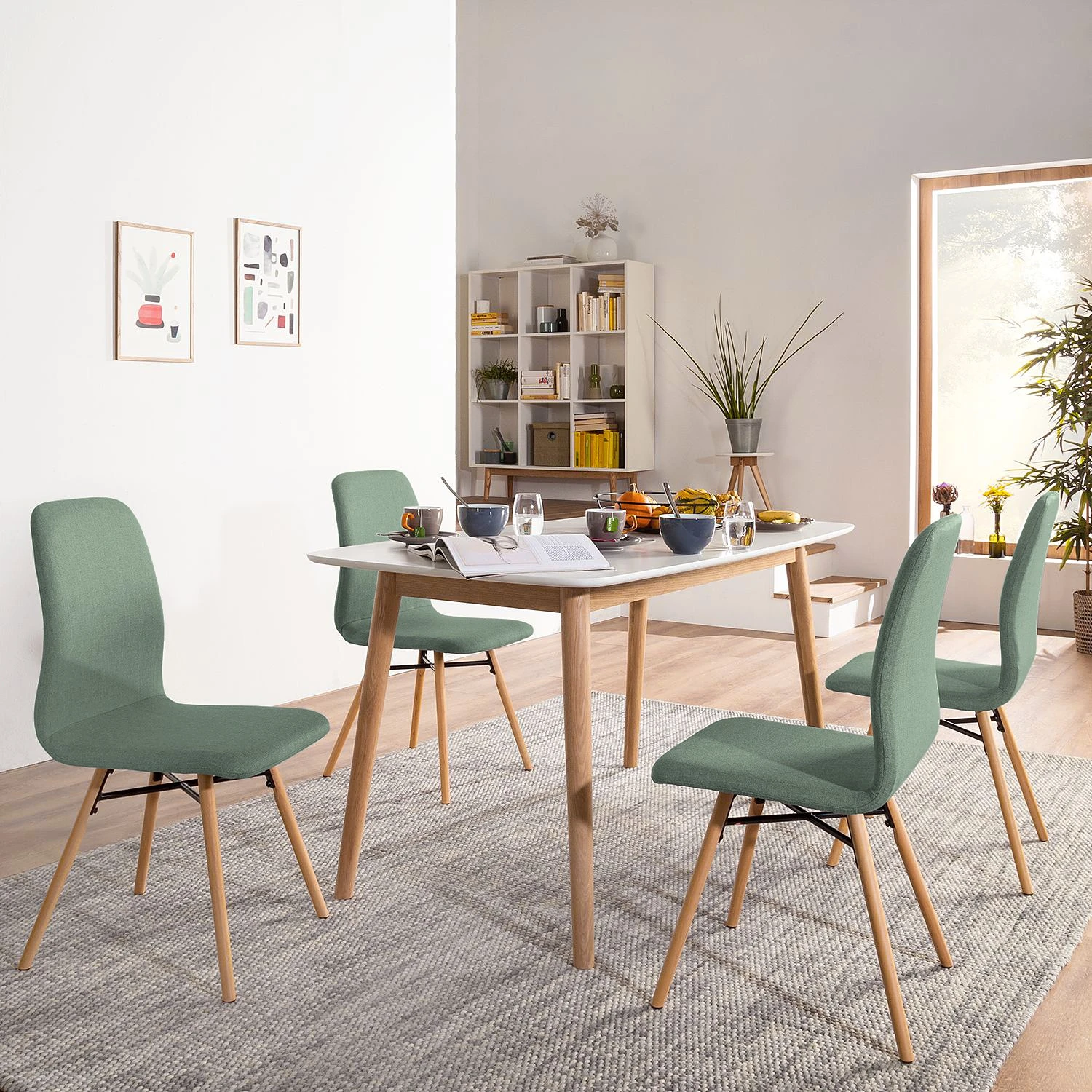 Mørteens Chaises capitonnées Daleras - Tissu Cors: Gris menthe - Lot de 2 4 Mørteens Chaises capitonnées Daleras - Tissu Cors: Gris menthe - Lot de 2 – Image 2