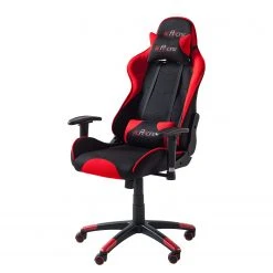 Home24office Fauteuil gamer mcRacing I - Tissu - Noir / Rouge