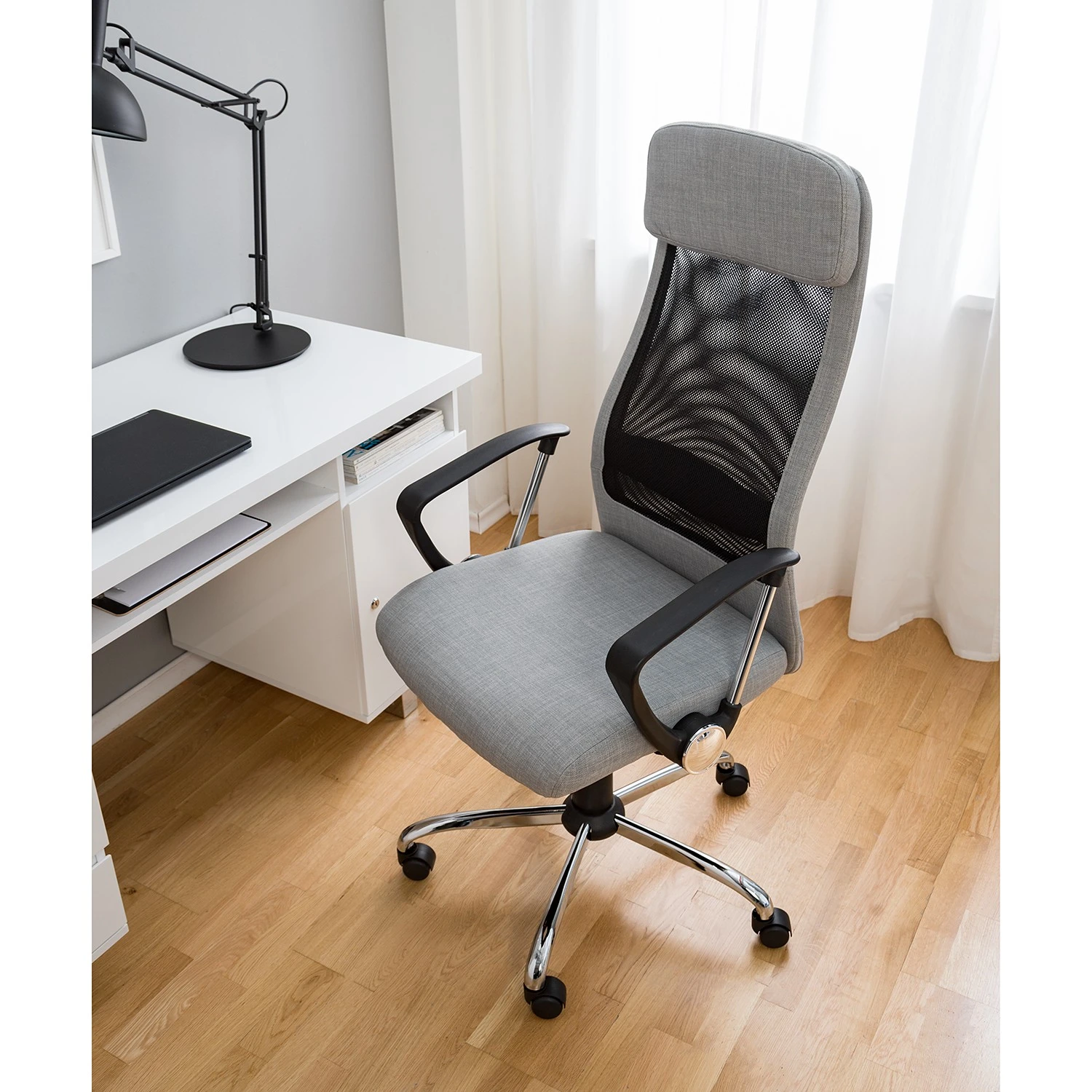 Furnitive Chaise de bureau Laviano - Gris / Noir 5 Furnitive Chaise de bureau Laviano - Gris / Noir – Image 3