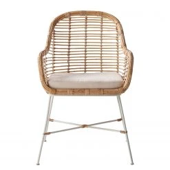 Eva Padberg Collection Chaise Garston (avec coussin d'assise) - Rotin / Métal - Rotin / Blanc -Chaises Soldes 1000050849 190812 13025000002 DETAILS P000000001000050849