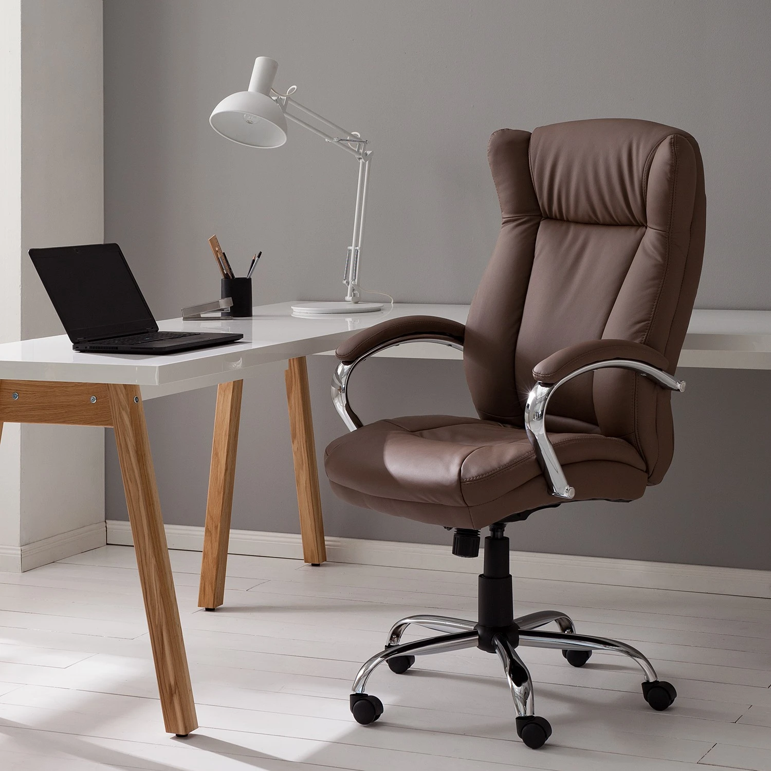 Home24office Fauteuil de direction Director II - Imitation cuir - Cappuccino 4 Home24office Fauteuil de direction Director II - Imitation cuir - Cappuccino – Image 2