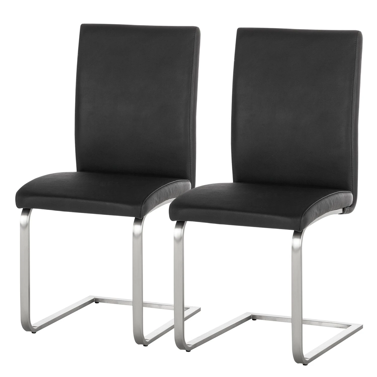 Fredriks Chaises cantilever Augusta I (lot de 2) - Cuir Aude: Noir - Sans accoudoirs 3 Fredriks Chaises cantilever Augusta I (lot de 2) - Cuir Aude: Noir - Sans accoudoirs