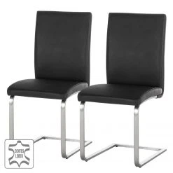 Fredriks Chaises cantilever Augusta I (lot de 2) - Cuir Aude: Noir - Sans accoudoirs -Chaises Soldes 1000064492 190617 12534600002 ICON GALLERYIMAGES P000000001000064492 icon seal