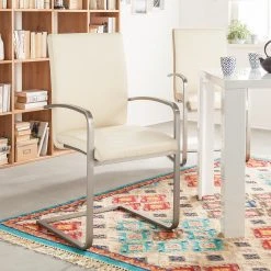 Fredriks Chaises cantilever Augusta I (lot de 2) - Cuir Aude: Créme - Avec accoudoirs -Chaises Soldes 1000064496 201021 10340600071 MOOD DETAILS P000000001000064496 mood