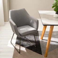 Mørteens Chaise à accoudoirs Nicholas IV - Tissu / Métal - Granit / gris-brun antique -Chaises Soldes 1000112681 201008 06225300188 MOOD DETAILS P000000001000112681 mood