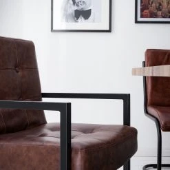 Ars manufacti Chaise cantilever - Imitation cuir / Métal - Marron / Noir -Chaises Soldes 1000114113 210212 13374200003 DETAILS P000000001000114113