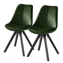 Mørteens Chaises capitonnées Aledas IV - Vert foncé - Noir - Lot de 2