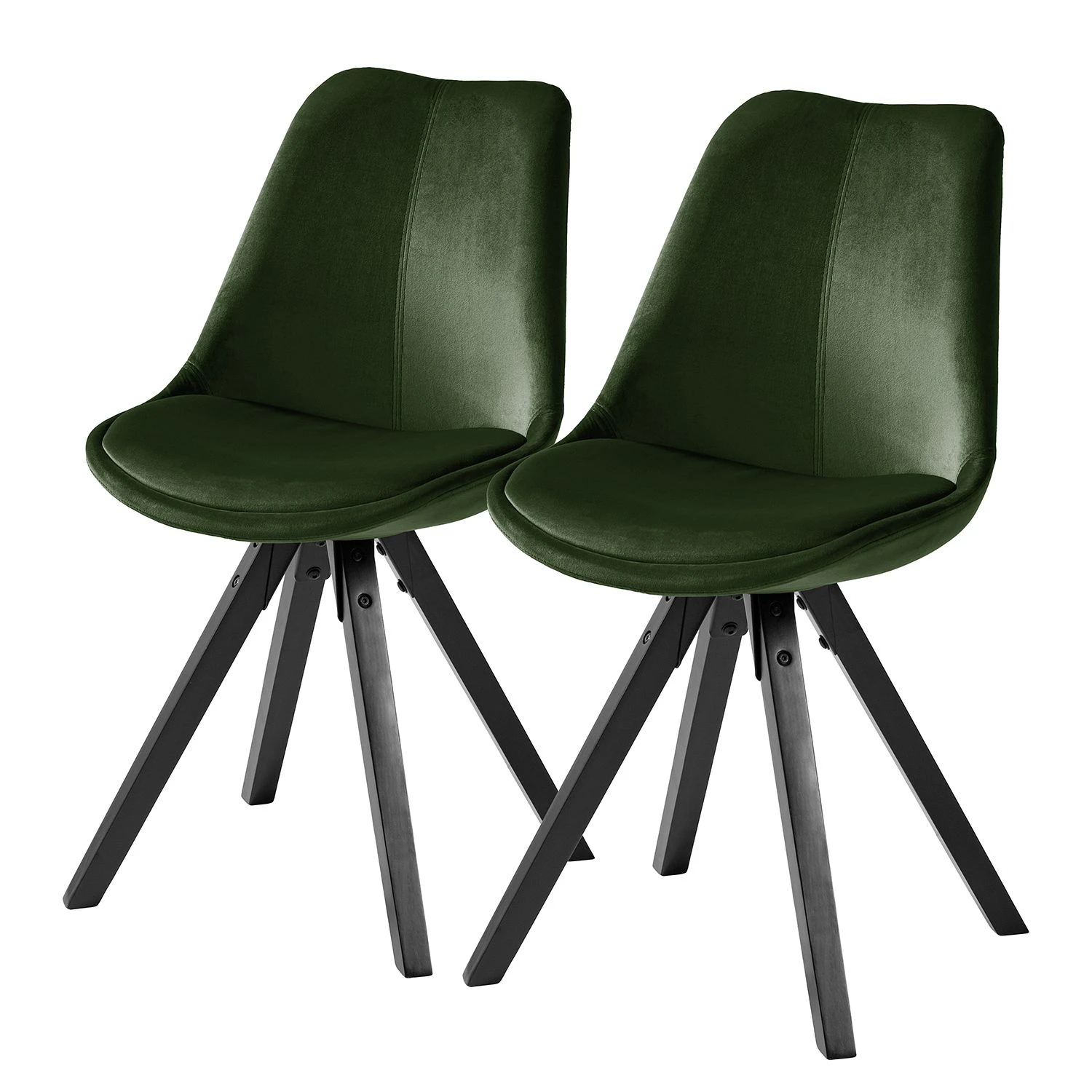 Mørteens Chaises capitonnées Aledas IV - Vert foncé - Noir - Lot de 2 3 Mørteens Chaises capitonnées Aledas IV - Vert foncé - Noir - Lot de 2