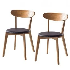 Mørteens Chaises Bogmoor (lot de 2) - imitation cuir / Frêne massif - Beige / Noir