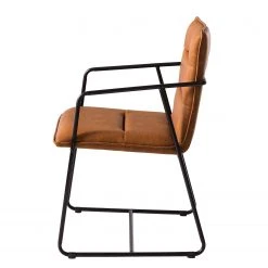 Ars manufacti Chaises à accoudoirs Bex - Imitation cuir / Métal - Marron / Noir -Chaises Soldes 1000123758 190118 06485100011 GALLERYIMAGES P000000001000123758