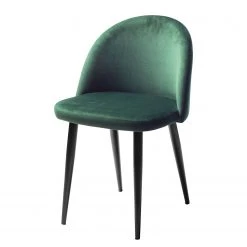 Jack & Alice Chaises capitonnées Jacklin (lot de 2) - Verre / Métal - Noir - Vert -Chaises Soldes 1000123763 180718 07565302 GALLERYIMAGES P000000001000123763