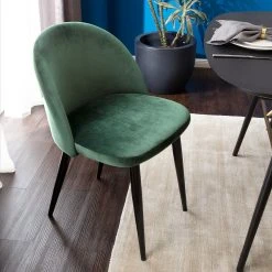Jack & Alice Chaises capitonnées Jacklin (lot de 2) - Verre / Métal - Noir - Vert -Chaises Soldes 1000123763 190326 11242900002 GALLERYIMAGES P000000001000123763