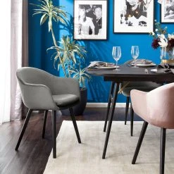 Mørteens Chaise à accoudoirs Hallund II - Velours / Hévéa massif - Noir - Gris -Chaises Soldes 1000123817 190326 13193400007 MOOD GALLERYIMAGES P000000001000123817 mood