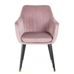 Jack & Alice Chaise avec accoudoirs Leezy G - Chêne massif / Velours - Rose vieilli / Noir -Chaises Soldes 1000123838 181030 16255908 GALLERYIMAGES P000000001000123838