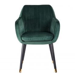 Jack & Alice Chaise avec accoudoirs Leezy G - Chêne massif / Velours - Vert / Noir -Chaises Soldes 1000123847 181030 16255914 GALLERYIMAGES P000000001000123847