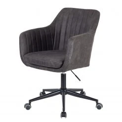Mørteens Chaise de bureau Leedy - Imitation cuir - Gris vintage/ Noir