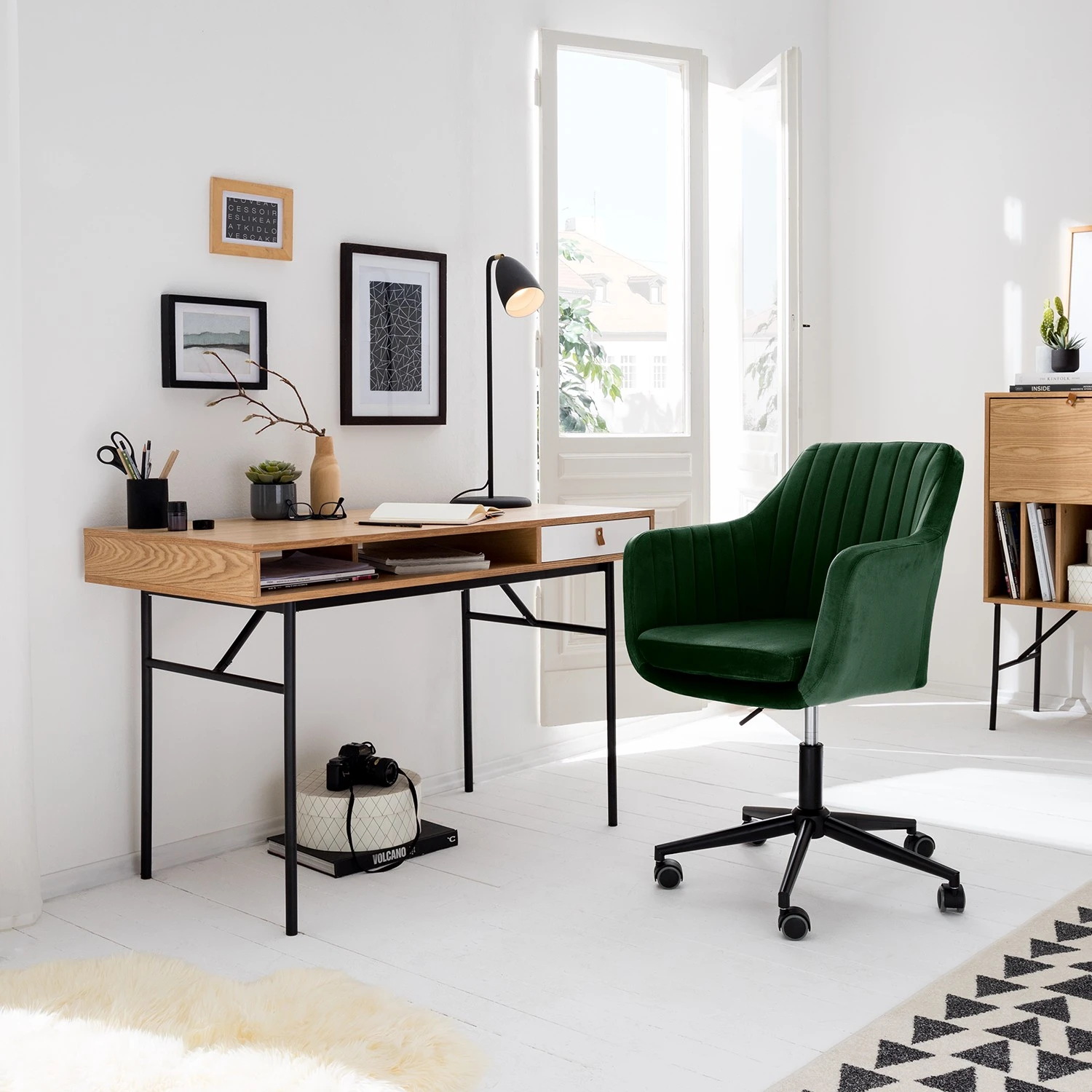 Jack & Alice Chaise de bureau Leezy - Velours - Vert / Noir 4 Jack & Alice Chaise de bureau Leezy - Velours - Vert / Noir – Image 2