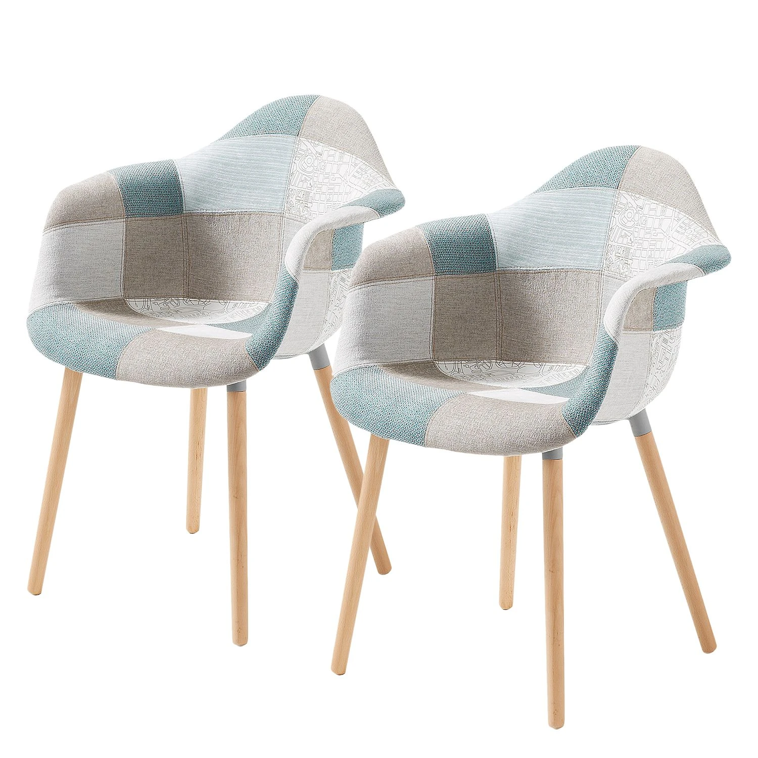 Norrwood Chaises à accoudoirs Kevya II (lot de 2) - Tissu / Hêtre massif - Menthe / Beige 3 Norrwood Chaises à accoudoirs Kevya II (lot de 2) - Tissu / Hêtre massif - Menthe / Beige