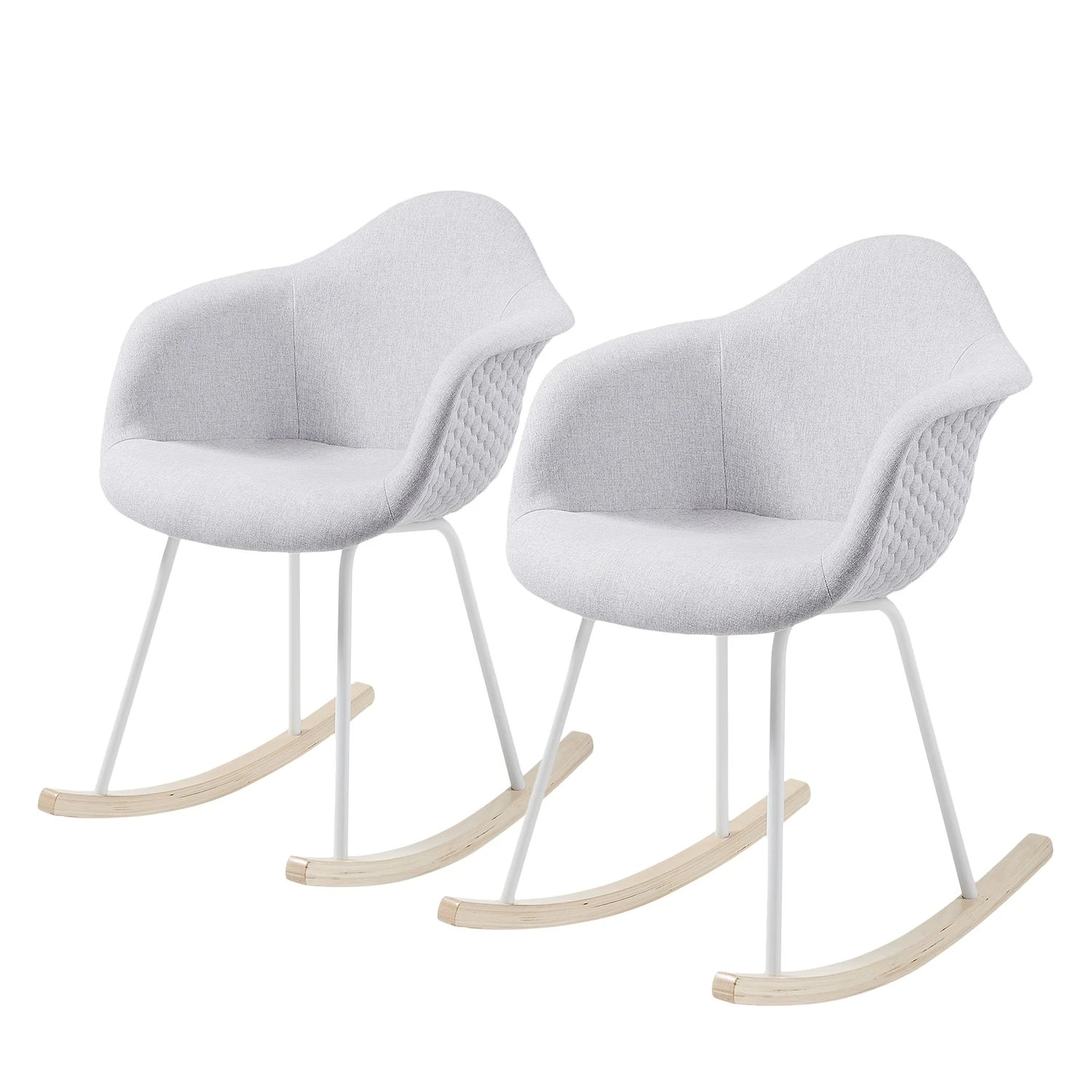 Norrwood Rocking chair Kevya II (lot de 2) - Tissu / Frêne massif - Gris clair / Frêne 3 Norrwood Rocking chair Kevya II (lot de 2) - Tissu / Frêne massif - Gris clair / Frêne