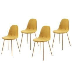 Norrwood Chaises capitonnées Yaren (lot de 4) - Jaune moutarde