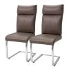 Loftscape Chaises cantilever Sarena (lot de 2) - Microfibre / Acier inoxydable - Argenté - Marron vieilli -Chaises Soldes 1000129678 181107 09034607 IMAGE P000000001000129678