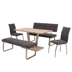 Loftscape Chaises capitonnées Roby (lot de 2) - Tissu / Acier - Anthracite / Acier inoxydable -Chaises Soldes 1000138416 181115 12112527 GALLERYIMAGES P000000001000138416