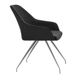 Loftscape Chaises à accoudoirs Tibau (lot de 2) - Imitation cuir / Acier inoxydable - Anthracite -Chaises Soldes 1000139360 181116 15575903 GALLERYIMAGES P000000001000139360