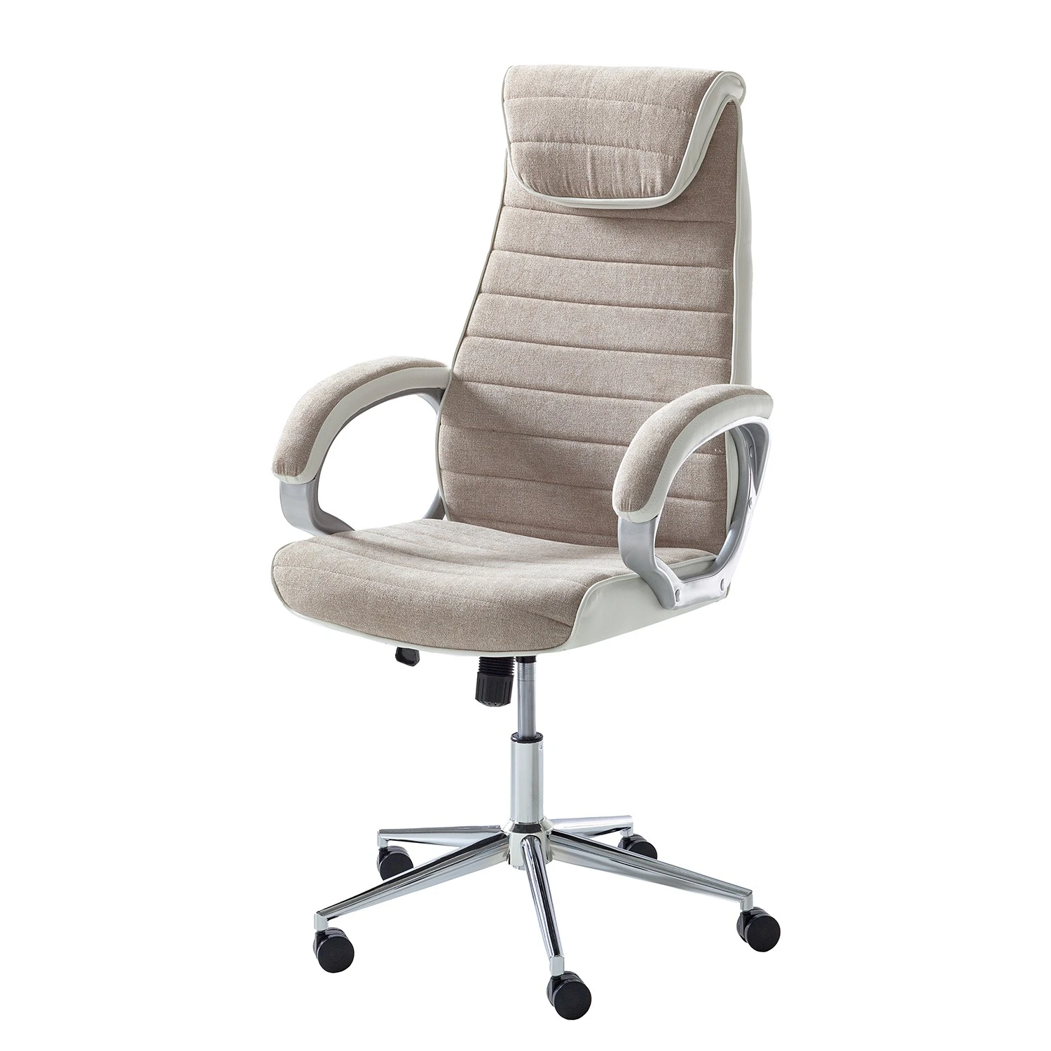 Furnitive Fauteuil de bureau Austinmer - Microfibre / Imitation cuir - Beige / Blanc 3 Furnitive Fauteuil de bureau Austinmer - Microfibre / Imitation cuir - Beige / Blanc