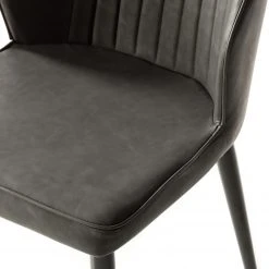 Ars manufacti Chaises Watson (lot de 2) - Imitation cuir / Acier - Noir - Gris vintage -Chaises Soldes 1000151924 190905 09335800035 DETAILS P000000001000151924