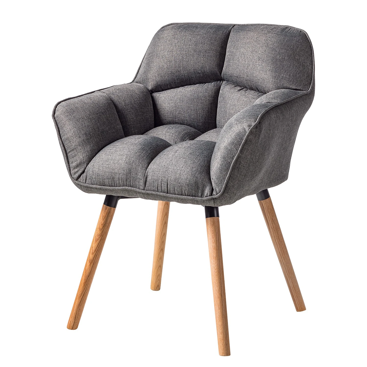 Mørteens Chaise à accoudoirs Lontras - Tissu / Chêne massif - Gris / Chêne 3 Mørteens Chaise à accoudoirs Lontras - Tissu / Chêne massif - Gris / Chêne