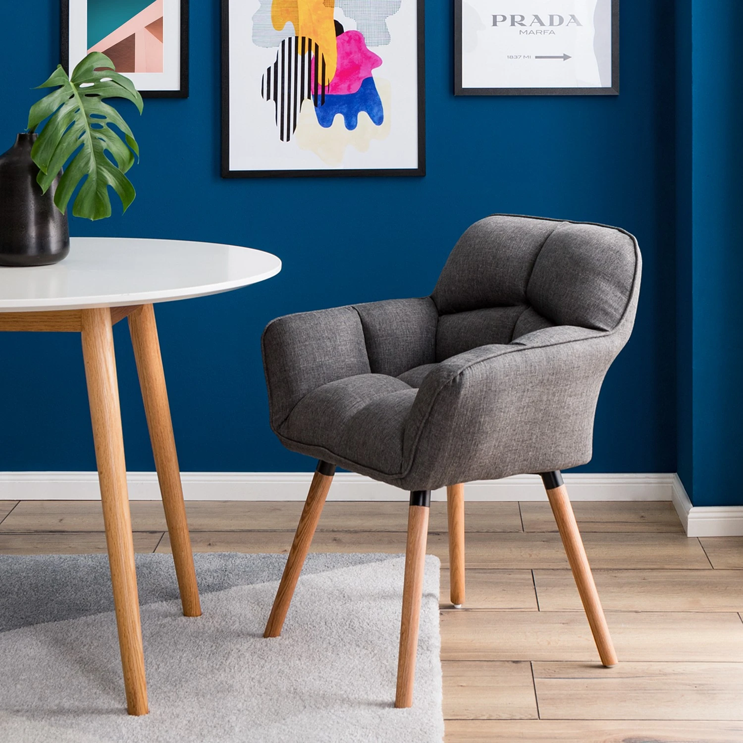 Mørteens Chaise à accoudoirs Lontras - Tissu / Chêne massif - Gris / Chêne 4 Mørteens Chaise à accoudoirs Lontras - Tissu / Chêne massif - Gris / Chêne – Image 2