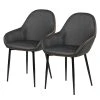 Ars manufacti Chaises à accoudoirs Kia (lot de 2) - Imitation cuir / Métal - Gris foncé / Noir -Chaises Soldes 1000163190 190315 15245400040 IMAGE P000000001000163190