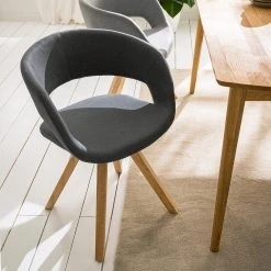 Mørteens Chaise à accoudoirs Buggio - Tissu / Hévéa massif - Tissu Cors: Gris foncé - 1 chaise -Chaises Soldes 1000164524 210208 08242400021 MOOD DETAILS P000000001000164524 mood