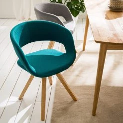 Mørteens Chaise à accoudoirs Buggio - Tissu / Hévéa massif - Tissu Cors: Pétrole - 1 chaise -Chaises Soldes 1000164525 210208 08242400027 MOOD DETAILS P000000001000164525 mood