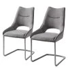 Fredriks Chaises cantilever Nidri (lot de 2) - Tissage à plat / Acier inoxydable - Gris clair