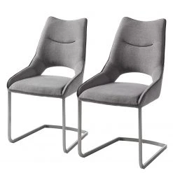 Fredriks Chaises cantilever Nidri (lot de 2) - Tissage à plat / Acier inoxydable - Gris clair