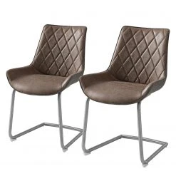 Fredriks Chaises cantilever Saval III (lot de 2) - Imitation cuir / Acier inoxydable - Marron vintage