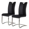 Fredriks Chaises cantilever Ratos (lot de 2) - Imitation cuir / Acier inoxydable - Noir -Chaises Soldes 1000169678 220404 010 IMAGE P000000001000169678