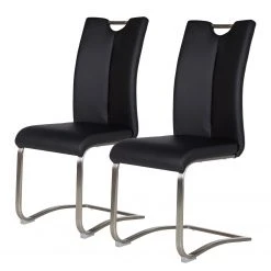 Fredriks Chaises cantilever Ratos (lot de 2) - Imitation cuir / Acier inoxydable - Noir
