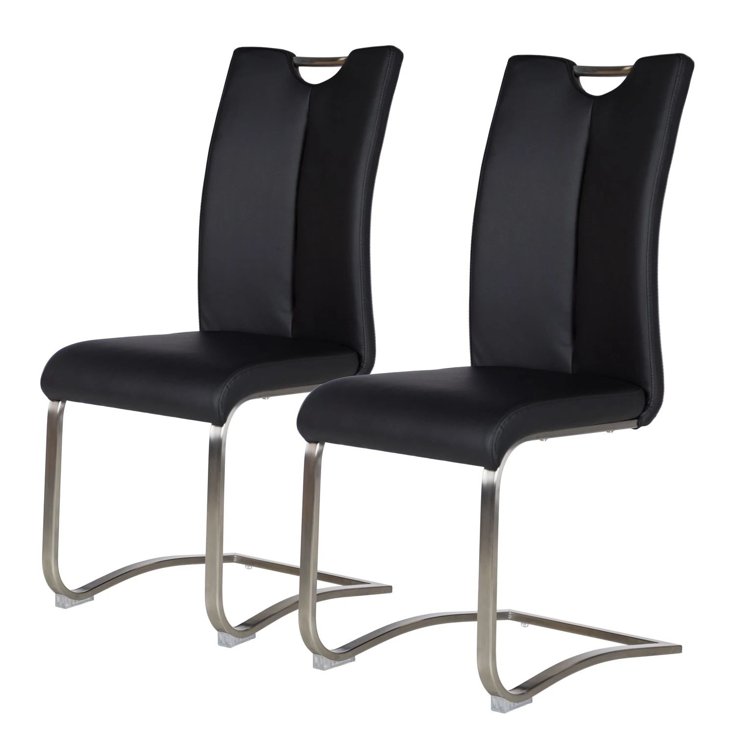 Fredriks Chaises cantilever Ratos (lot de 2) - Imitation cuir / Acier inoxydable - Noir 3 Fredriks Chaises cantilever Ratos (lot de 2) - Imitation cuir / Acier inoxydable - Noir