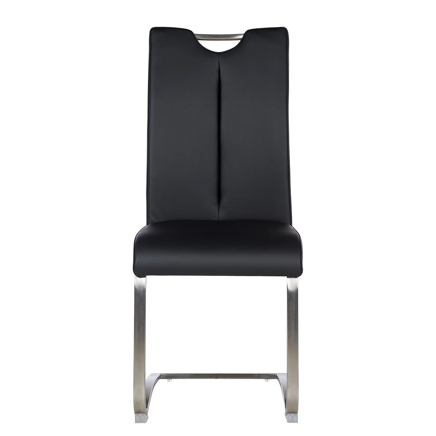 Fredriks Chaises cantilever Ratos (lot de 2) - Imitation cuir / Acier inoxydable - Noir 5 Fredriks Chaises cantilever Ratos (lot de 2) - Imitation cuir / Acier inoxydable - Noir – Image 3