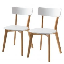 Mørteens Chaises Rob (lot de 2) - Partiellement en frêne massif - Blanc / Frêne