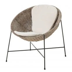Ars manufacti Chaises à accoudoirs Metti - Rotin / Acier - Naturel / Noir