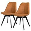 Tenzo Chaises Gina VII (lot de 2) - Imitation cuir / Chêne massif - Cognac / Noir -Chaises Soldes 1000175514 190614 06463800035 IMAGE P000000001000175514