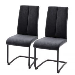 Loftscape Chaises cantilever Ingal - Tissage à plat / Métal - Anthracite / Noir mat - Lot de 2